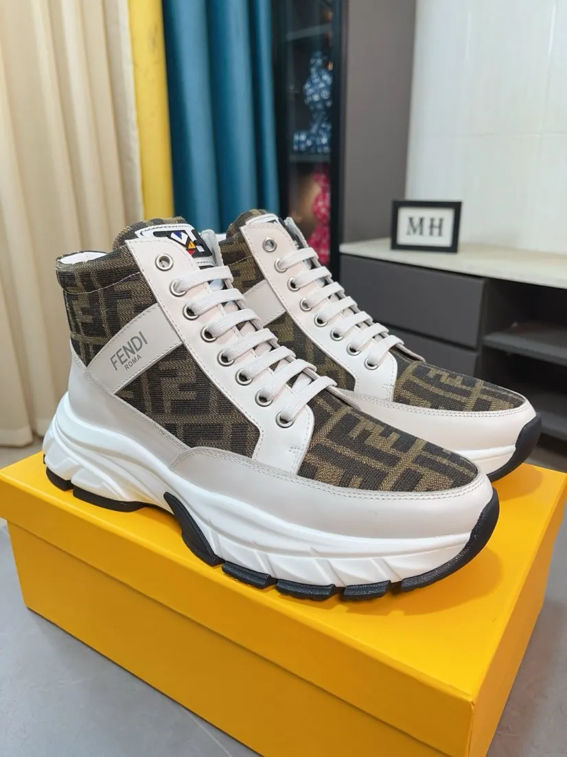 Men's shoes 💰458🌹🌹【fendi Fendi】: 🔝High-end brand of men's shoes: high-top series: official website 1:1 latest masterpiece: the upper is made of brand fabric with imported cowhide technology, ➕🐑made in sheepskin👍, making walking more convenient and comfortable, a stunning work, compared with the official quality, the beautiful 1:1 replica [color]! Create a fashionable personality to set off your uniqueness! A must-have for trendy men! 🔥Size: 38-44.